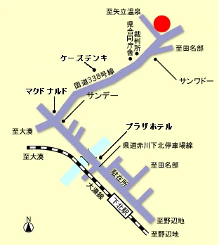 青森地方法務局むつ支局の案内図（出典: 法務省法務局公式サイト）