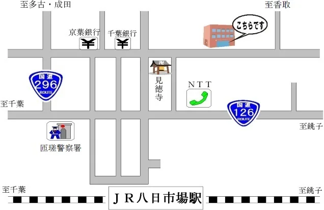 千葉地方法務局匝瑳支局の案内図（出典: 法務省法務局公式サイト）