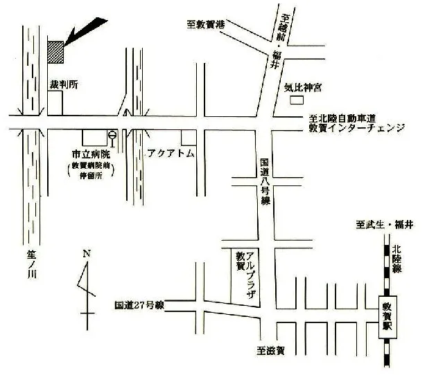福井地方法務局敦賀支局の案内図（出典: 法務省法務局公式サイト）