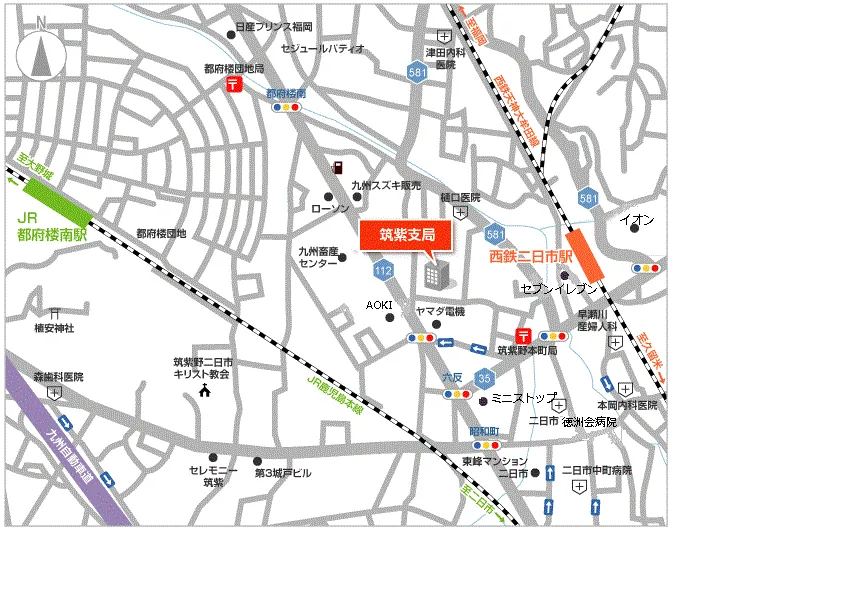 福岡法務局筑紫支局の案内図（出典: 法務省法務局公式サイト）
