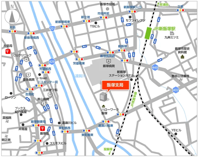福岡法務局飯塚支局の案内図（出典: 法務省法務局公式サイト）