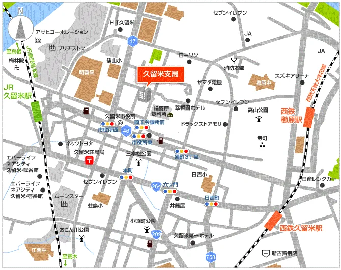 福岡法務局久留米支局の案内図（出典: 法務省法務局公式サイト）