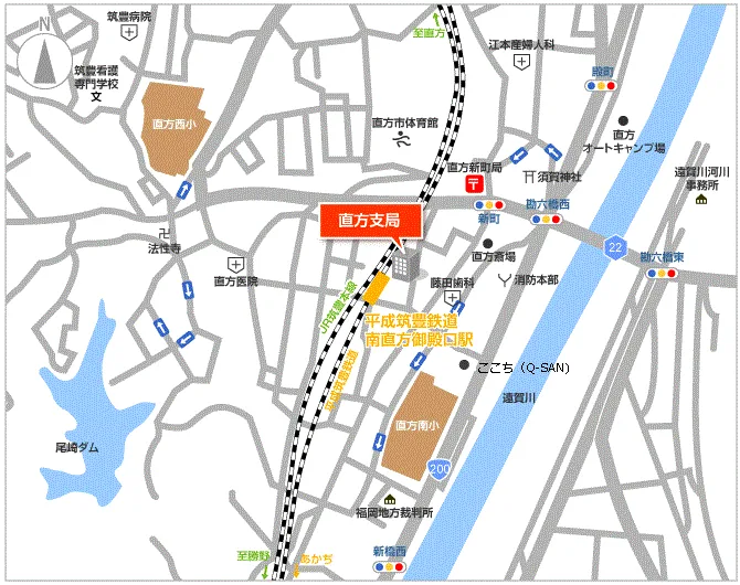 福岡法務局直方支局の案内図（出典: 法務省法務局公式サイト）