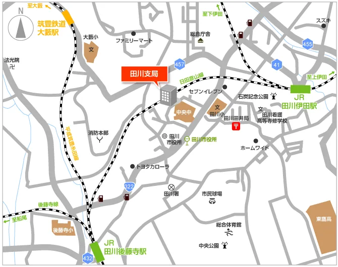 福岡法務局田川支局の案内図（出典: 法務省法務局公式サイト）
