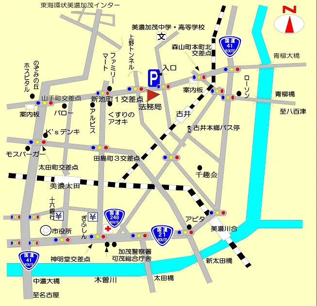 岐阜地方法務局美濃加茂支局の案内図（出典: 法務省法務局公式サイト）