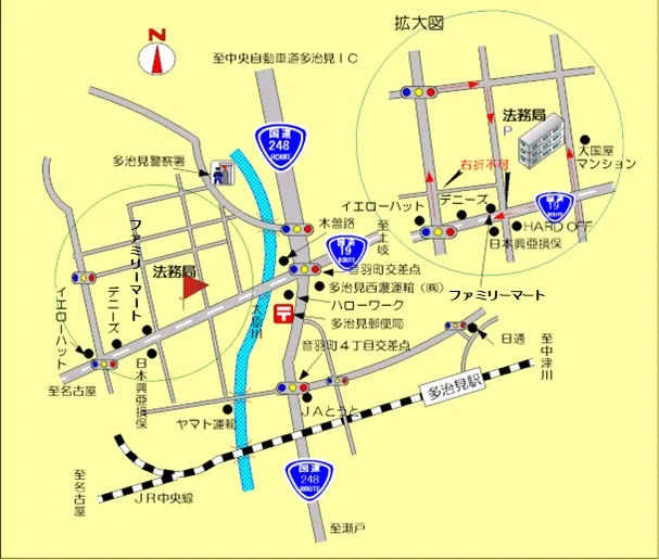 岐阜地方法務局多治見支局の案内図（出典: 法務省法務局公式サイト）