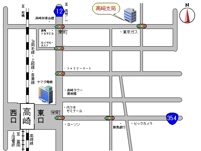 前橋地方法務局高崎支局の案内図（出典: 法務省法務局公式サイト）