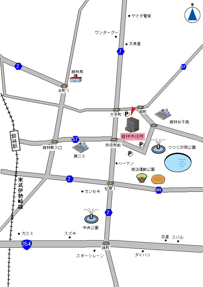 館林法務局証明サービスセンターの案内図（出典: 法務省法務局公式サイト）