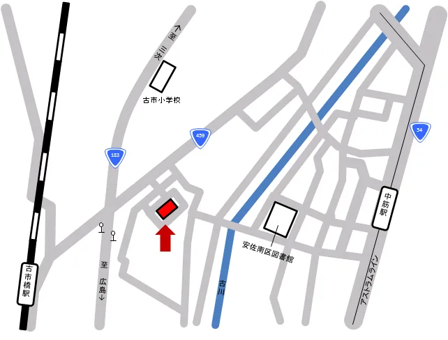 安佐南法務局証明サービスセンターの案内図（出典: 法務省法務局公式サイト）