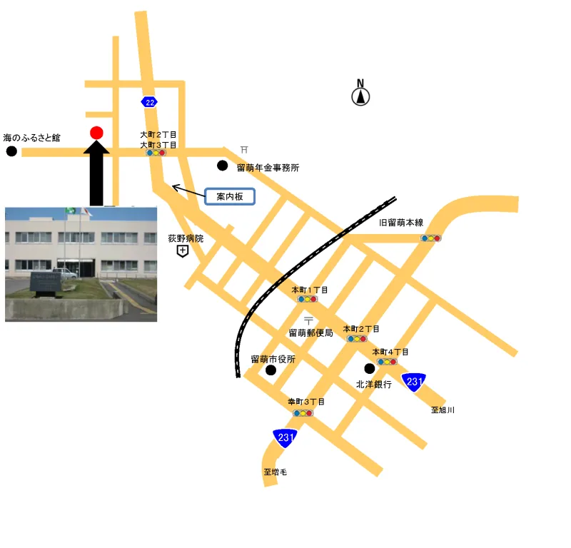 旭川地方法務局留萌支局の案内図（出典: 法務省法務局公式サイト）