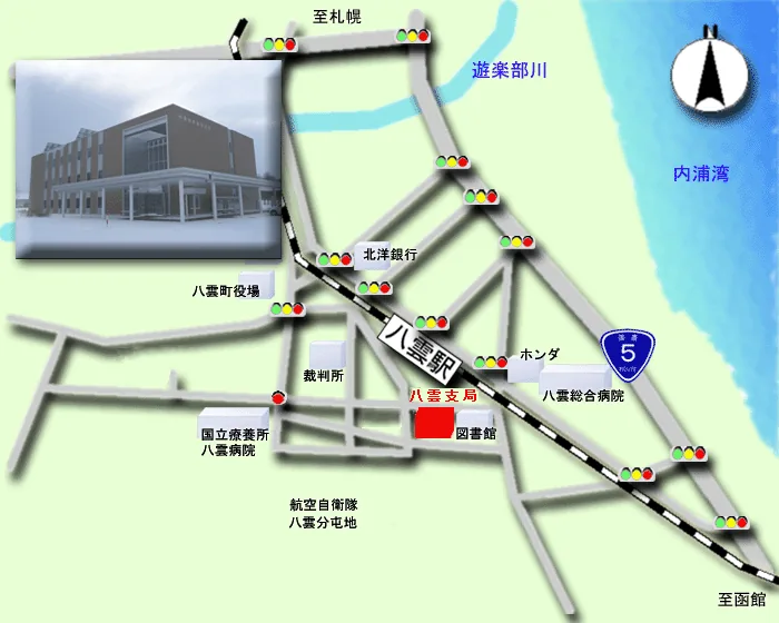 函館地方法務局八雲支局の案内図（出典: 法務省法務局公式サイト）
