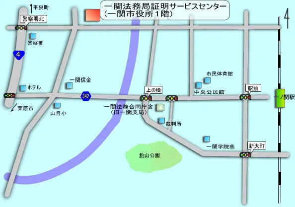 一関法務局証明サービスセンターの案内図（出典: 法務省法務局公式サイト）