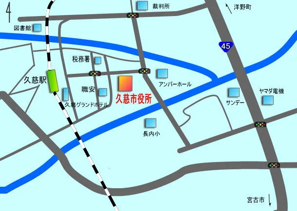 久慈法務局証明サービスセンターの案内図（出典: 法務省法務局公式サイト）