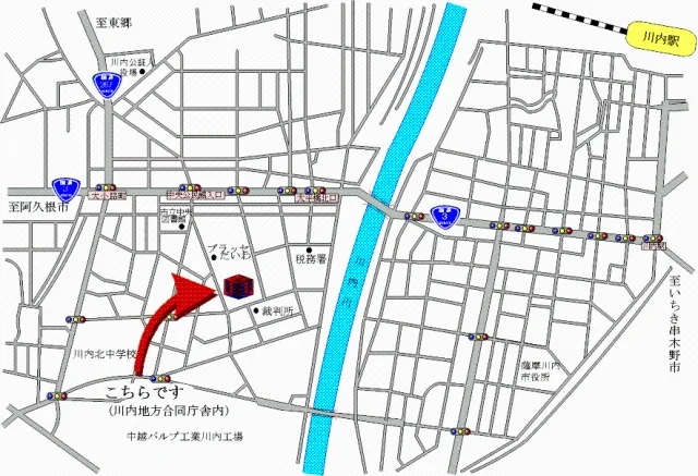 鹿児島地方法務局川内支局の案内図（出典: 法務省法務局公式サイト）