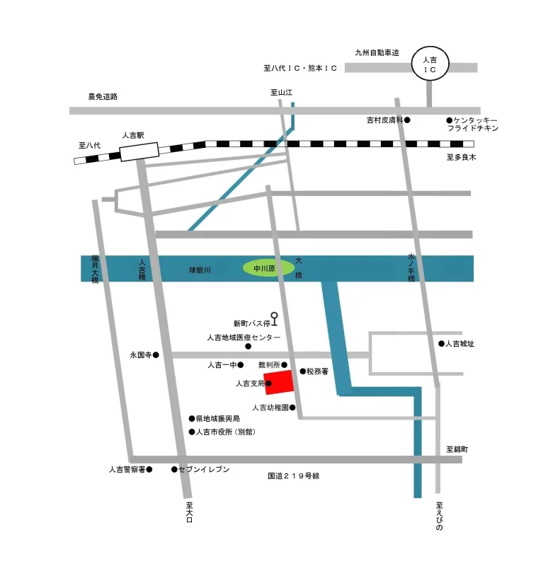 熊本地方法務局人吉支局の案内図（出典: 法務省法務局公式サイト）