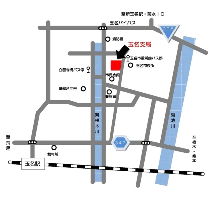 熊本地方法務局玉名支局の案内図（出典: 法務省法務局公式サイト）