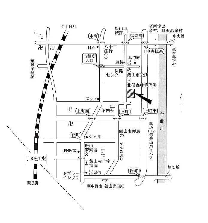 長野地方法務局飯山支局の案内図（出典: 法務省法務局公式サイト）