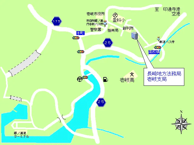 長崎地方法務局壱岐支局の案内図（出典: 法務省法務局公式サイト）