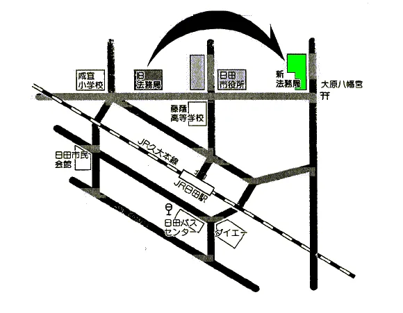 大分地方法務局日田支局の案内図（出典: 法務省法務局公式サイト）