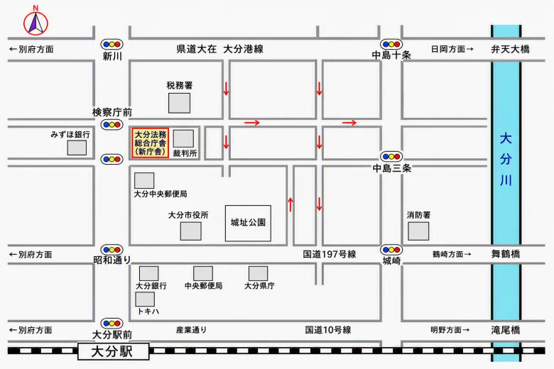 大分地方法務局本局の案内図（出典: 法務省法務局公式サイト）