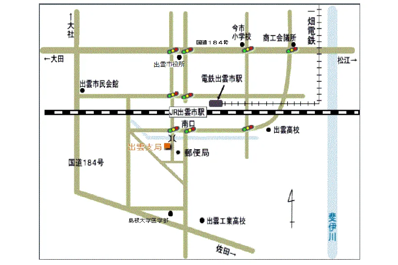 松江地方法務局出雲支局の案内図（出典: 法務省法務局公式サイト）