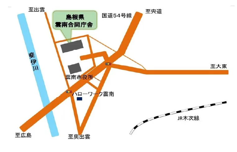 雲南法務局証明サービスセンターの案内図（出典: 法務省法務局公式サイト）