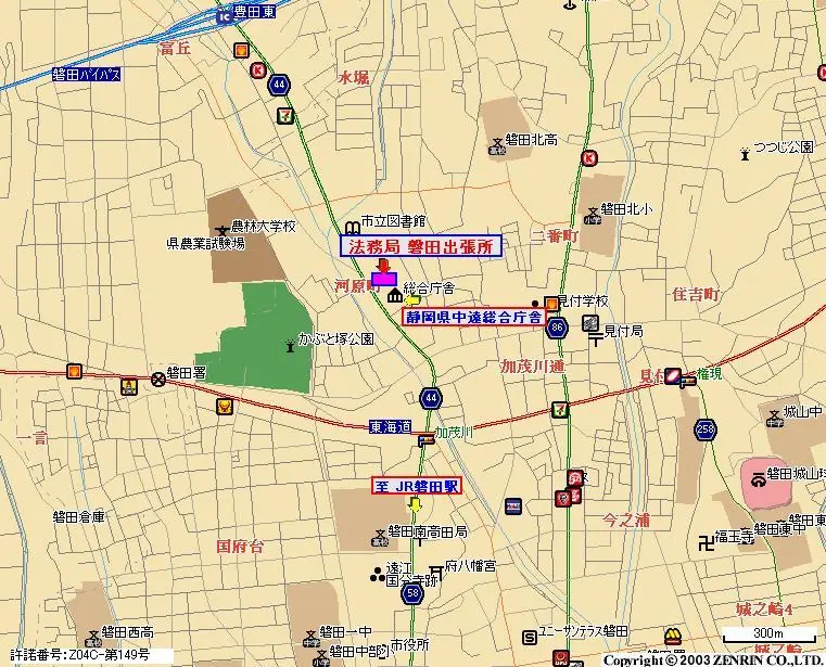 静岡地方法務局磐田出張所の案内図（出典: 法務省法務局公式サイト）
