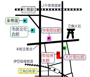 静岡地方法務局三島法務局証明サービスセンターの案内図（出典: 法務省法務局公式サイト）