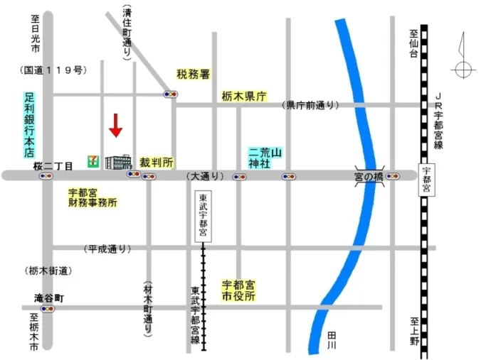宇都宮地方法務局本局の案内図（出典: 法務省法務局公式サイト）