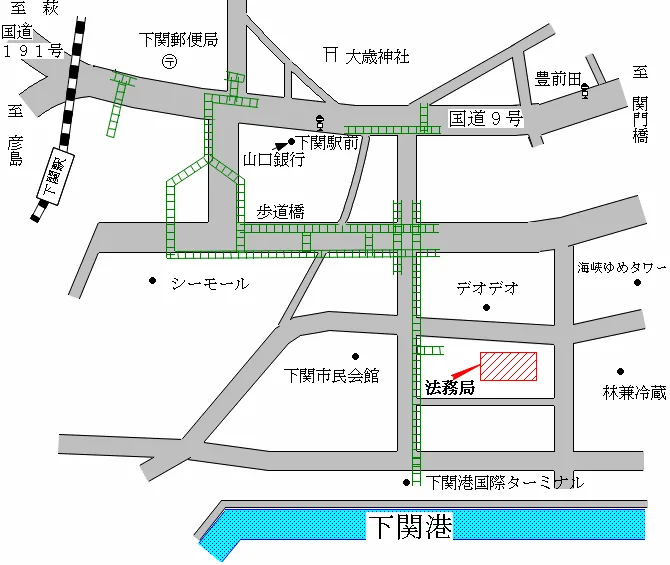 山口地方法務局下関支局の案内図（出典: 法務省法務局公式サイト）
